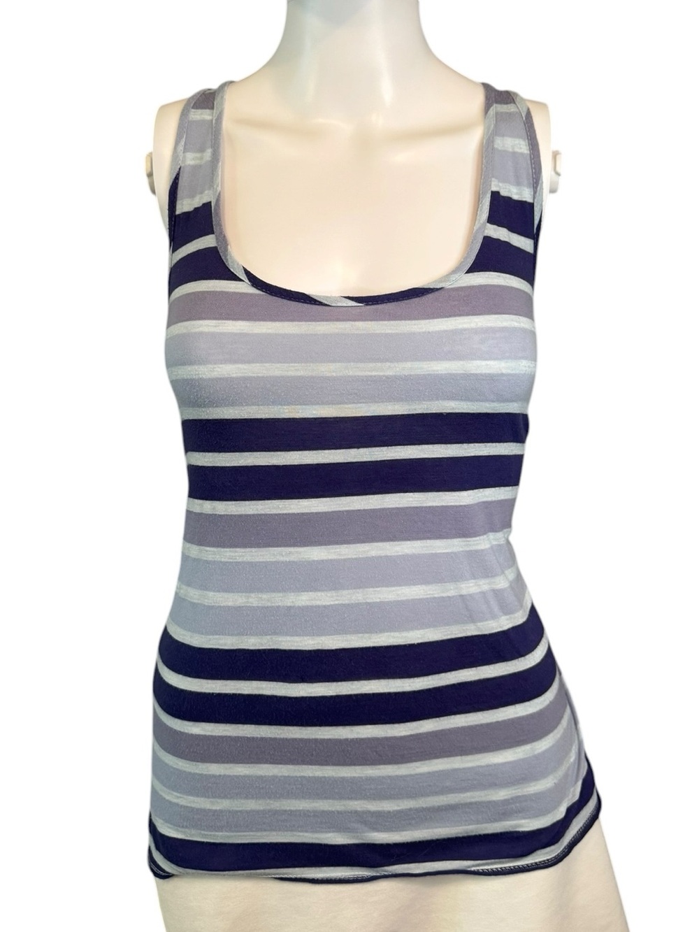 Calvin Klein Jeans Striped Sleeveless Tank Top | Size L | Navy Blue Casual
